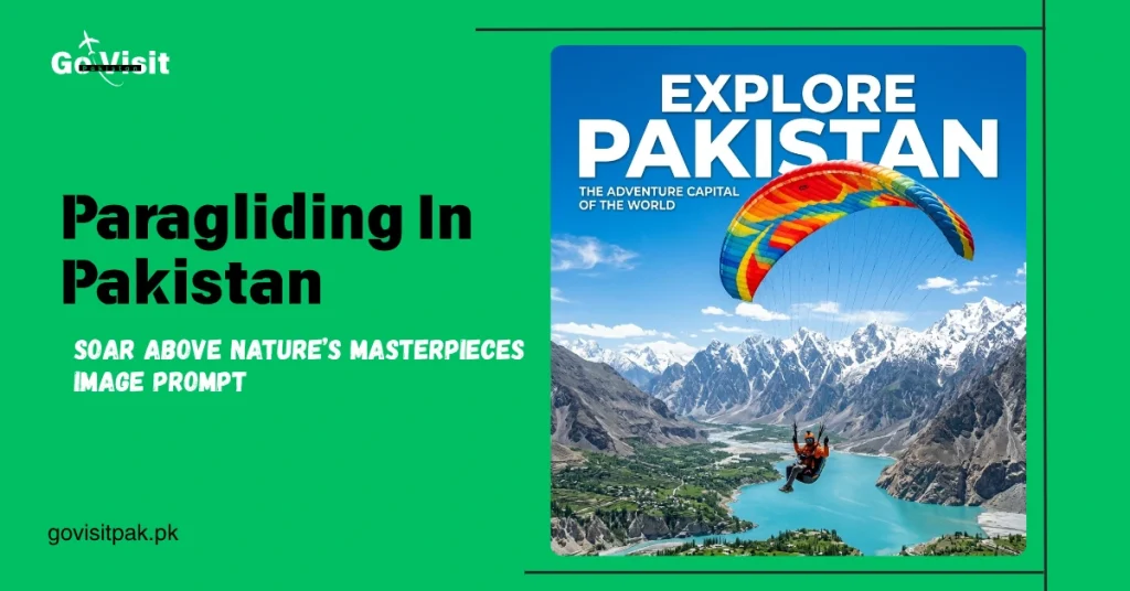 Paragliding in Pakistan featuring aerial views of mountains, valleys and adventure tourism destinations