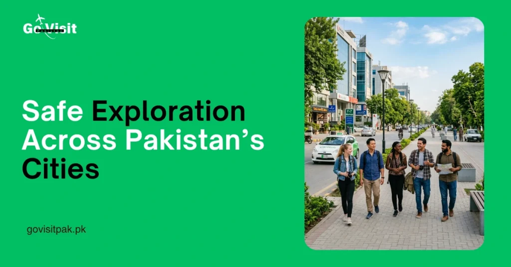 Tourists exploring safe cities in Pakistan during daytime with Travel Safety Pakistan concept