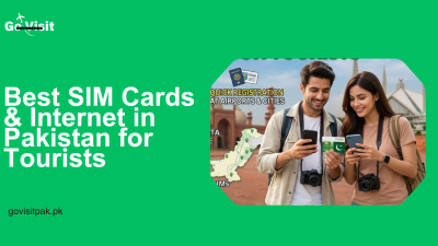 Tourist using mobile internet in Pakistan with Jazz and Zong SIM cards for travel and navigation